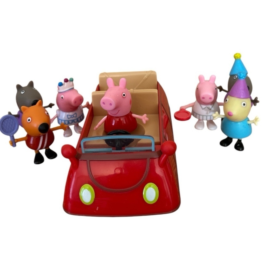 JAZWARES Peppa Pig Red Car Lot Of 7 Family & Friends Playset 2003